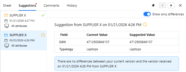new suggestion pane only differences